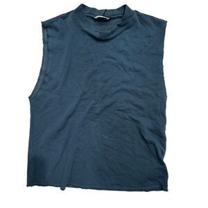 NWT Lanston Sleeveless Crew Neck Cotton Tencel Top Womens Blue Size XS